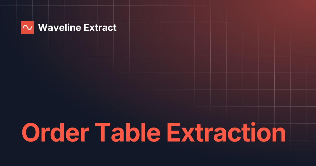 Order Table Extraction | Waveline Extract